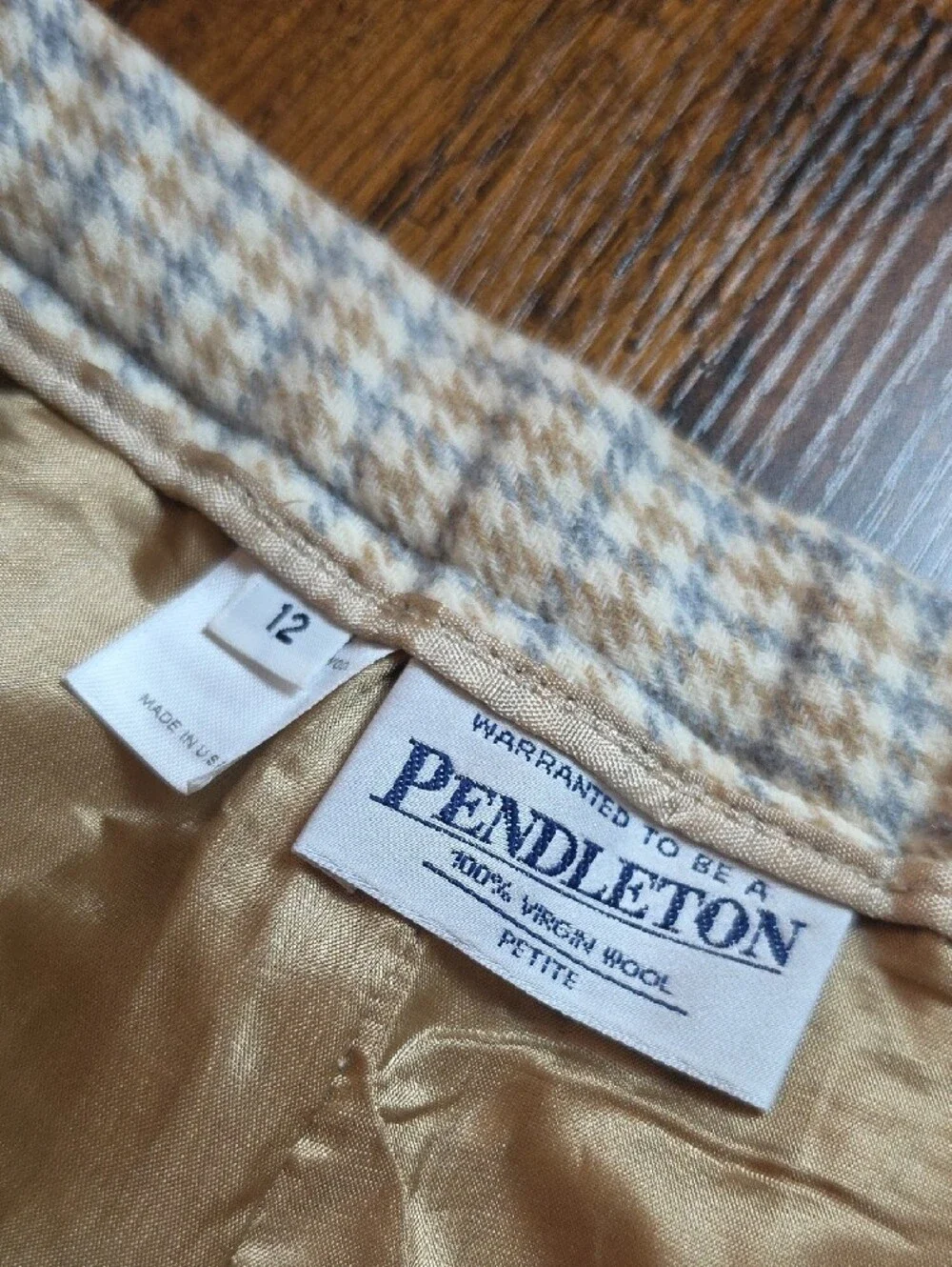PENDLETON | 100% Virgin Wool Houndstooth High Rise Trousers USA | 12 Petite